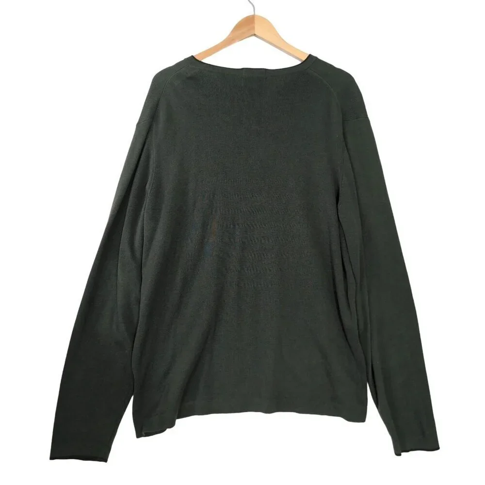 Eddie Bauer Sweater Mens L Green V-Neck Long Sleeve Cotton Casual Everyday‎